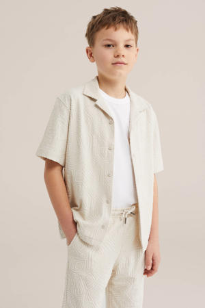 casual overhemd met textuur beige