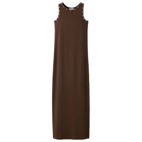 MANGO TEEN Jurk Bruin Meisjes Stretchkatoen Ronde hals Effen - maat 172(L) afbeelding