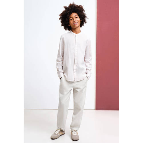 Mango Kids pantalon met linnen zand Broek Beige Effen - maat 152 afbeelding