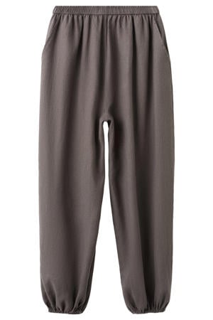 casual broek met linnen donkerbruin
