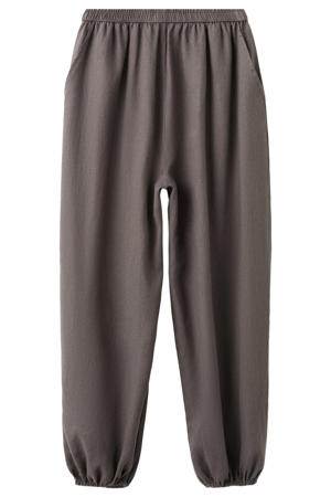 casual broek met linnen donkerbruin