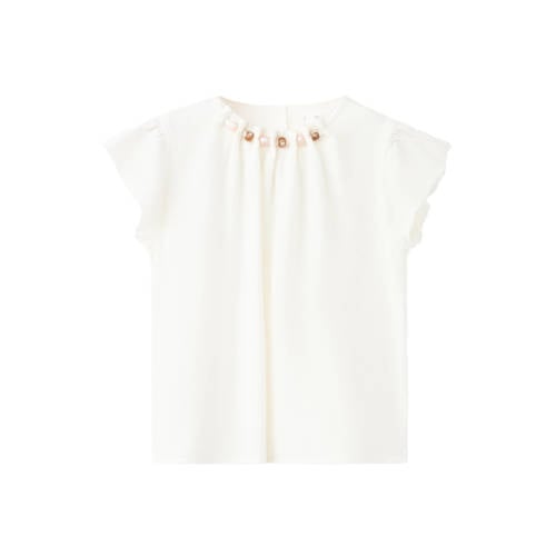 Mango Kids blousetop wit Meisjes Viscose Ronde hals Effen - maat 134 afbeelding