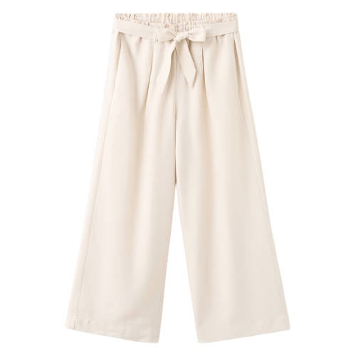 Mango Kids wide leg pantalon beige Broek Meisjes Lyocell Effen - maat 140 afbeelding