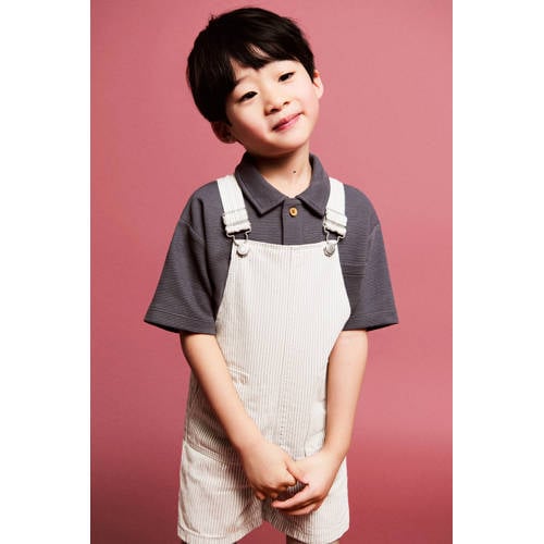 Mango Kids denim gestreepte tuinbroek lichtbruin Streep - maat 104 afbeelding