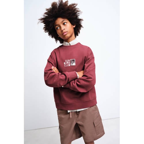 Mango Kids sweater met backprint donkerrood Backprint - maat 164 afbeelding