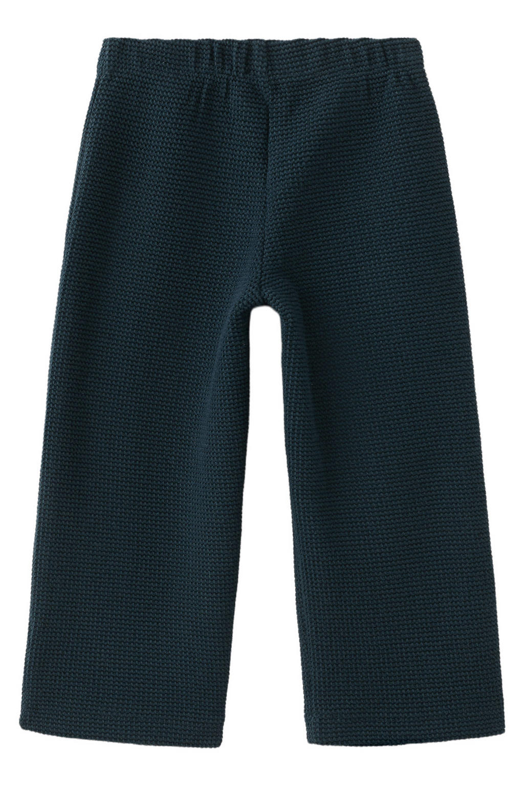 Donkerblauwe meisjes Mango Kids casual broek van katoen met elastische tailleband en effen