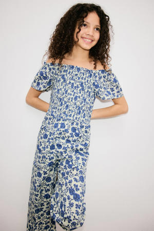 gebloemde jumpsuit blauw