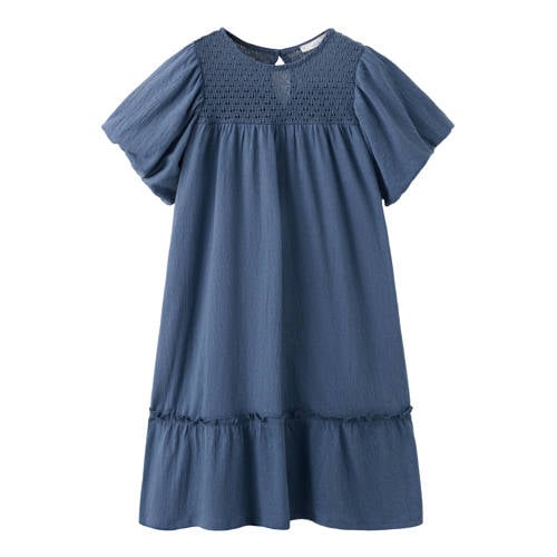 Mango Kids blousejurk blauw Meisjes Polyester Ronde hals Effen - maat 128 afbeelding