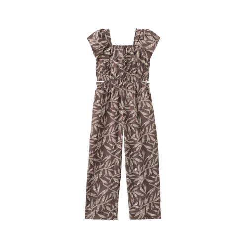 Mango Kids jumpsuit bruin Meisjes Katoen Vierkante hals All over print - maat 134 afbeelding
