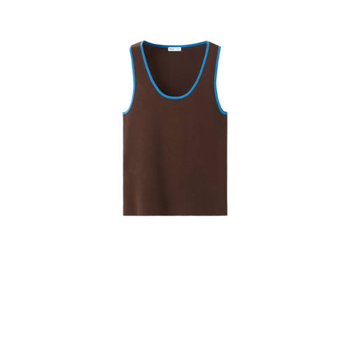 MANGO TEEN mouwloze top donkerbruin Meisjes Polyester Ronde hals Effen - maat 168(M) afbeelding