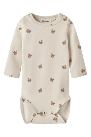 romper met print - ecru/bruin