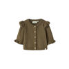 LIL' ATELIER BABY katoenen gebreide vest met ruches - bruin