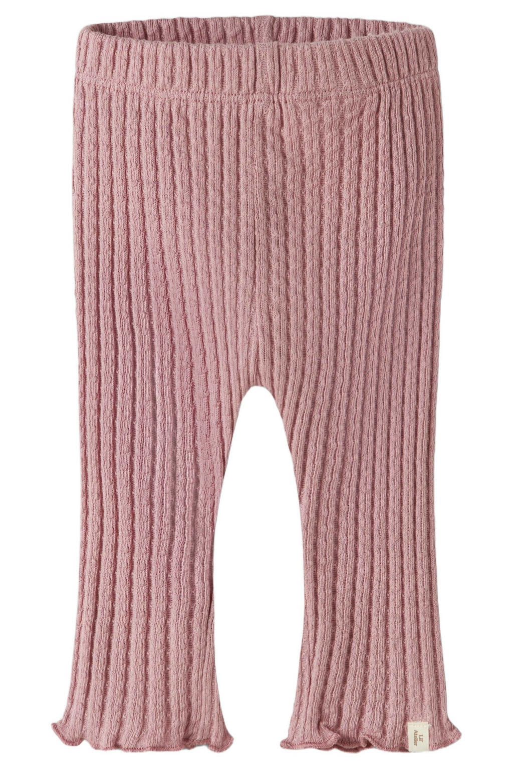 Lichtroze meisjes LIL' ATELIER BABY legging van katoen met elastische tailleband en effen