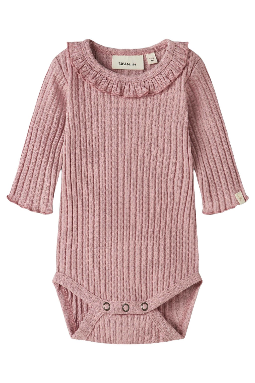 LIL' ATELIER BABY katoenen romper met ruches - lichtroze