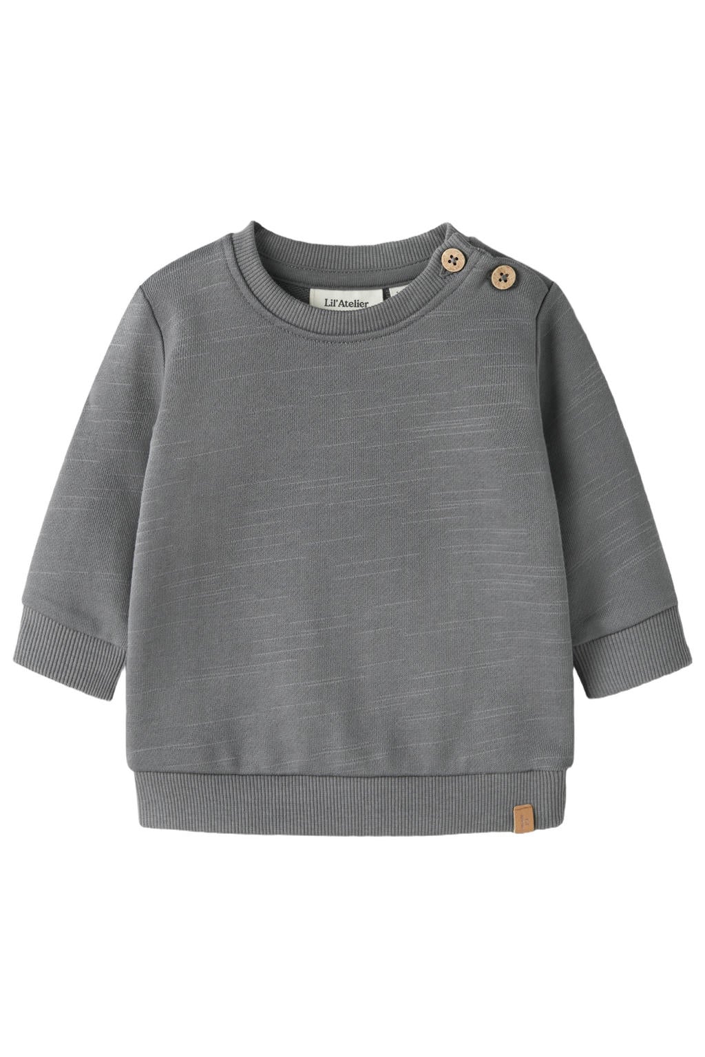 Grijze jongens LIL' ATELIER BABY sweat loose fit sweater met lange mouwen en ronde hals