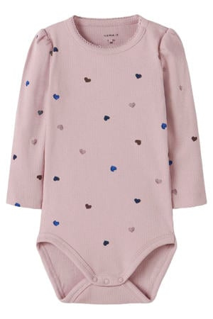gebreide romper met hartjes - lila