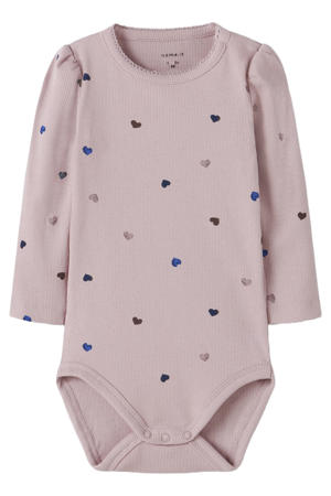 gebreide romper met hartjes - lila