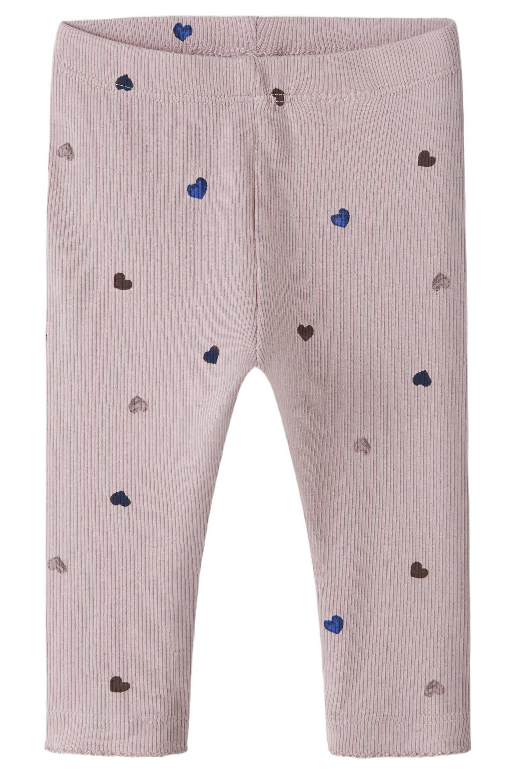 Lichtroze meisjes NAME IT BABY regular legging gebreid van stretchkatoen met elastische tailleband en hartjesprint