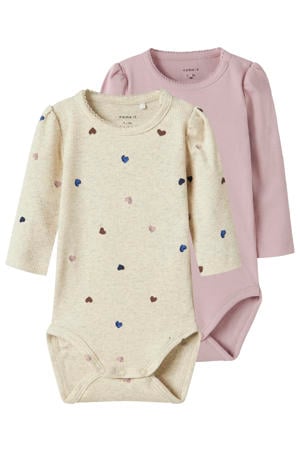 gebreide rompers met hartjes (set van 2)