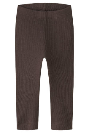skinny regular waist babybroek rib gebreid donkerbruin