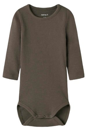 modal romper met textuur - bruin
