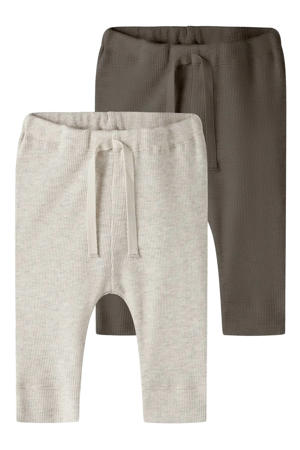 katoenen babybroek - beige (set van 2)