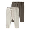 NAME IT BABY katoenen babybroek - set van 2  beige
