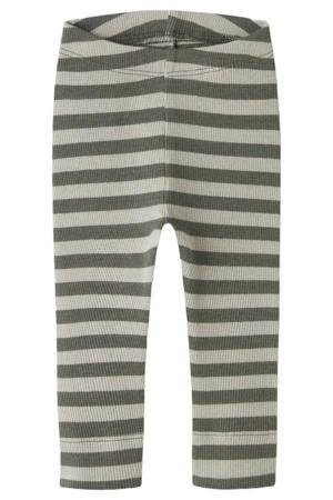 gebreide gestreepte legging - olijfgroen