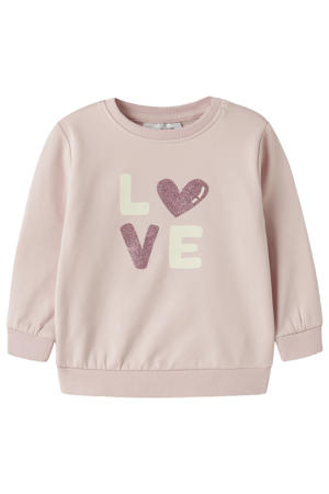 sweat sweater met print - lichtroze