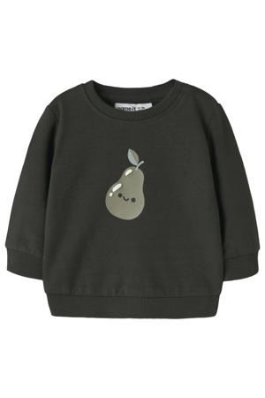 rechtvallend sweater met print - donkergroen
