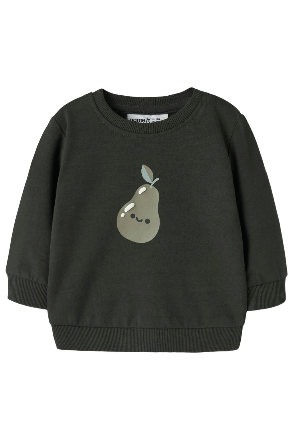 NAME IT BABY rechtvallend sweater met print - donkergroen