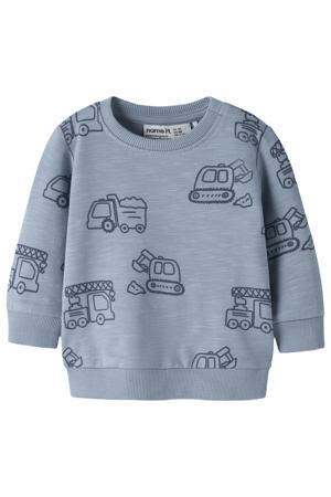 rechtvallend sweater met print - blauw