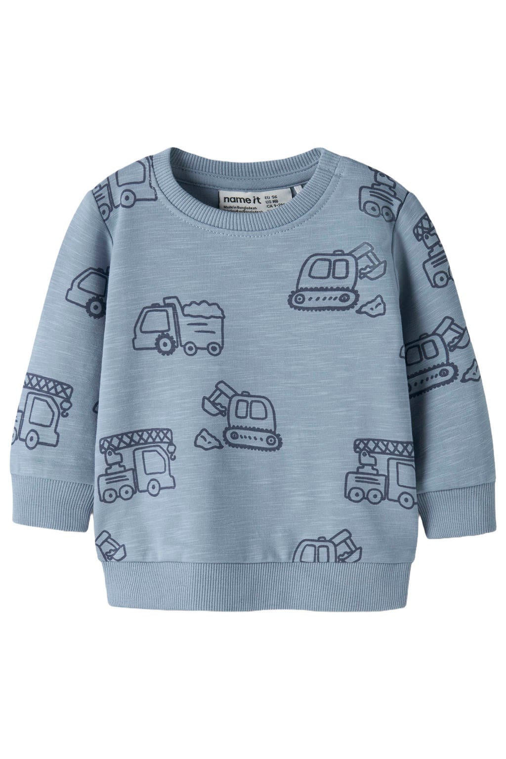 NAME IT BABY rechtvallend sweater met print - blauw