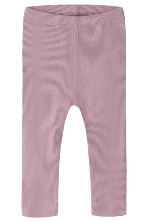skinny regular waist babybroek rib gebreid lila/roze