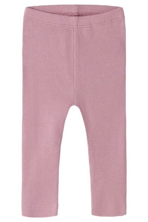 skinny regular waist babybroek rib gebreid lila/roze
