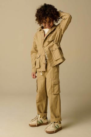 gestreepte casual broek lichtbruin