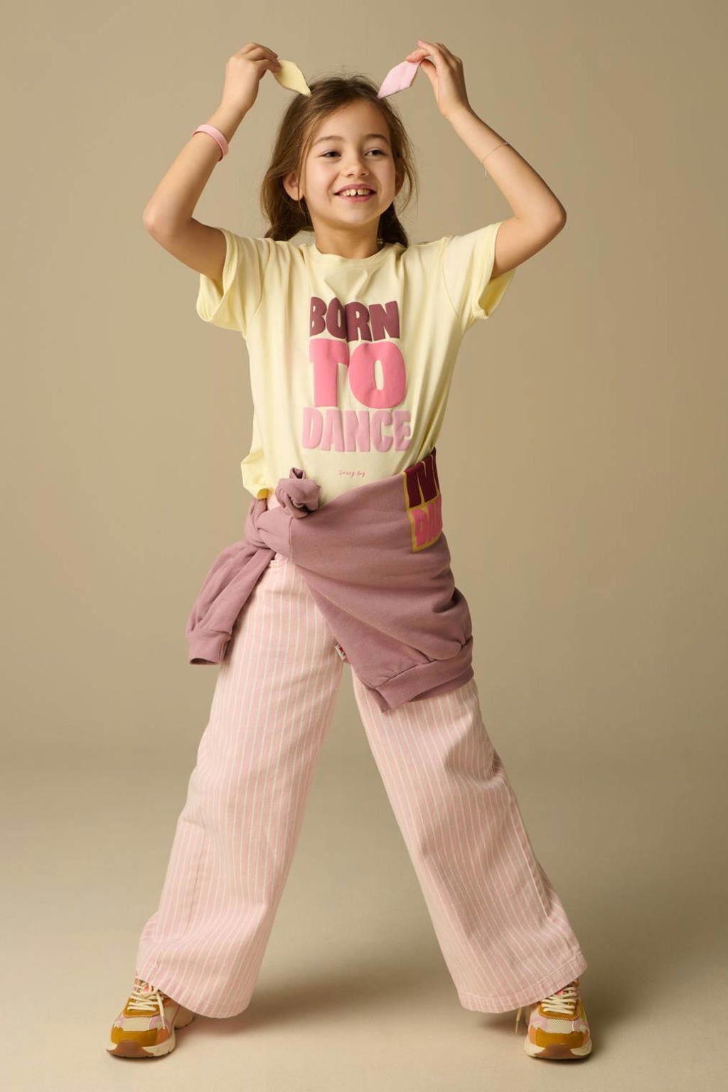 Sissy-Boy gestreepte wide leg jeans lichtroze