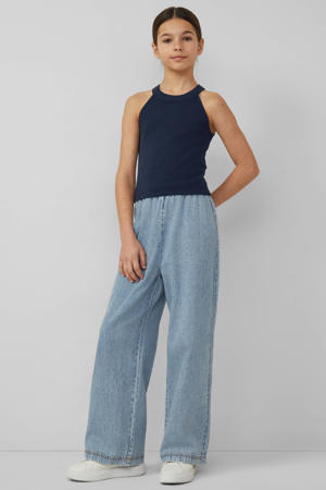 tanktop met textuur donkerblauw