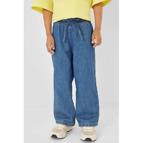 s.Oliver wide leg jeans medium blue denim Blauw Effen