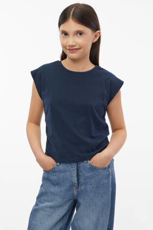mouwloze top donkerblauw