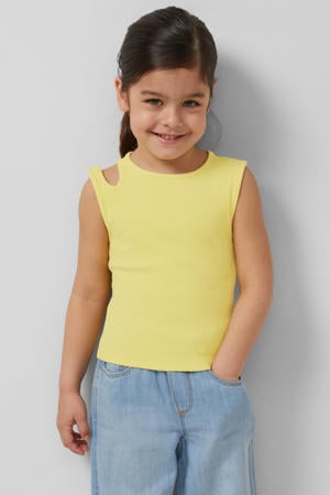 T-shirt rib gebreid geel
