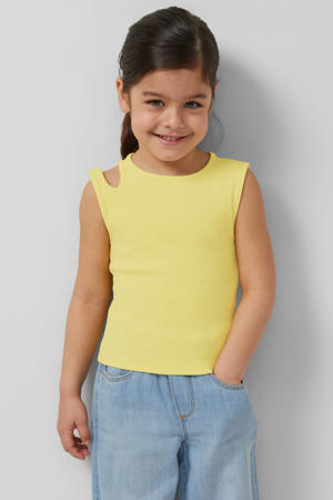 T-shirt rib gebreid geel
