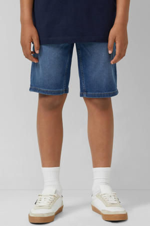 regular waist short dark blue denim