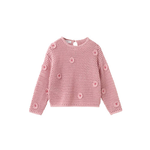 Mango Kids grof gebreide trui roze Meisjes Katoen Ronde hals Effen - maat 98 afbeelding