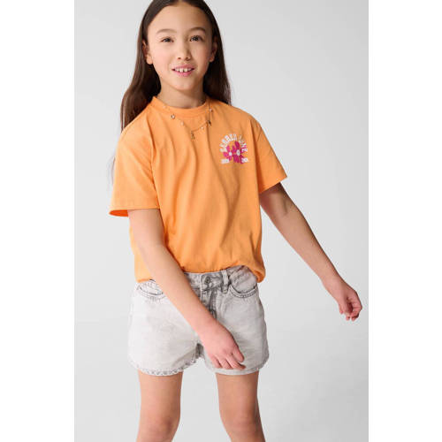 Shoeby T-shirt met backprint oranje Meisjes Katoen Ronde hals Backprint - maat 110/116 afbeelding