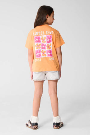 T-shirt met backprint oranje