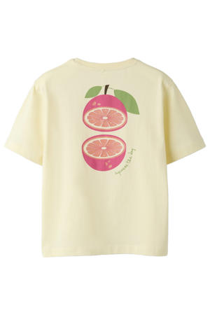 T-shirt met backprint lichtgeel