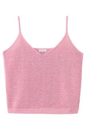 spaghettitop roze gebreid