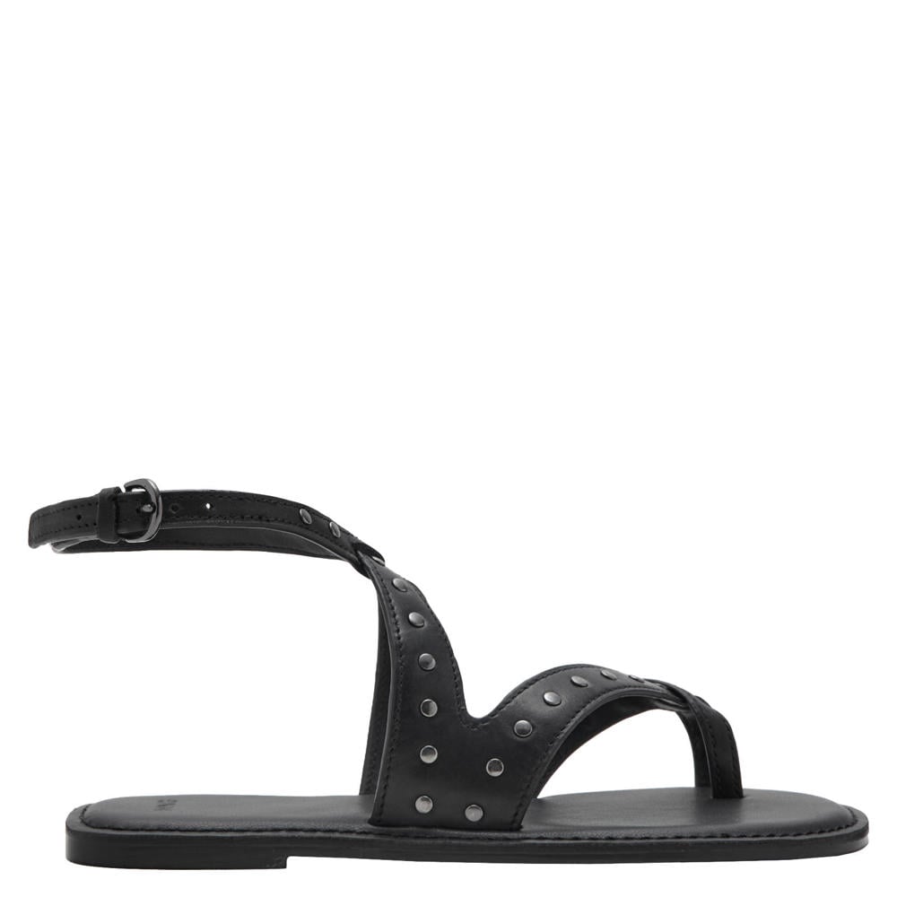 Zwarte meisjes MANGO TEEN leren sandalen met studs met gesp