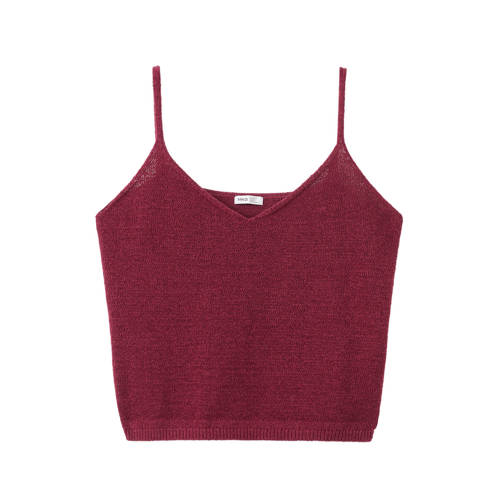 MANGO TEEN spaghettitop donkerrood gebreid Meisjes Polyester V-hals Effen - maat 158(XS) afbeelding